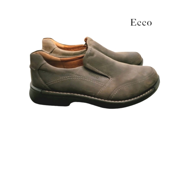 46 ECCO Fusion 2 Coffee Brown  Leather Slip On Loafer Oxford Shoe Men 12 12.5 - Picture 2 of 11